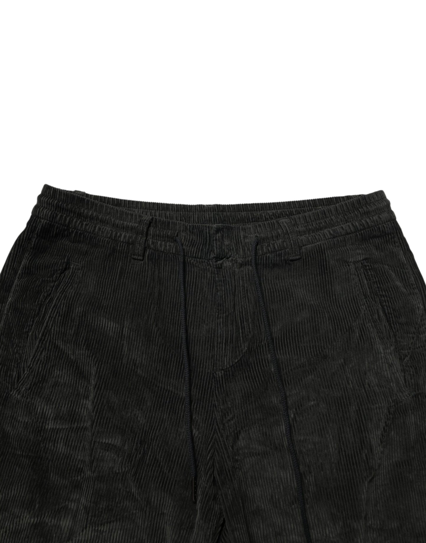 Dondup Pantaloni da uomo in velluto a costine neri a vita media cropped