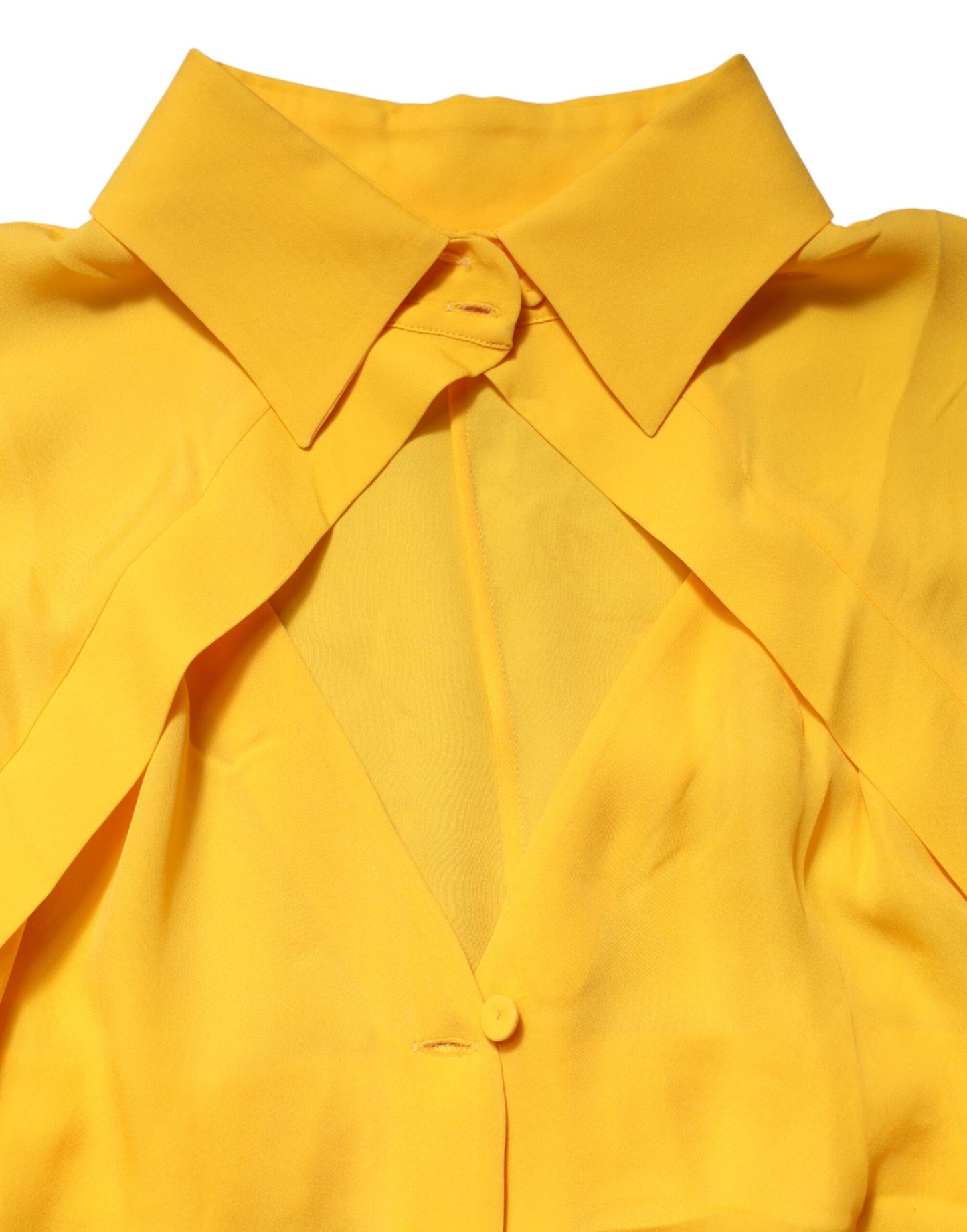 Haut Moschino Couture jaune en soie à col et manches longues