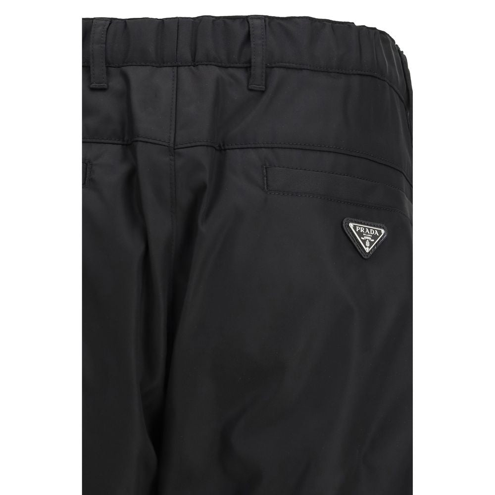 Prada Pantaloni Casual Neri in Poliammide Riciclata