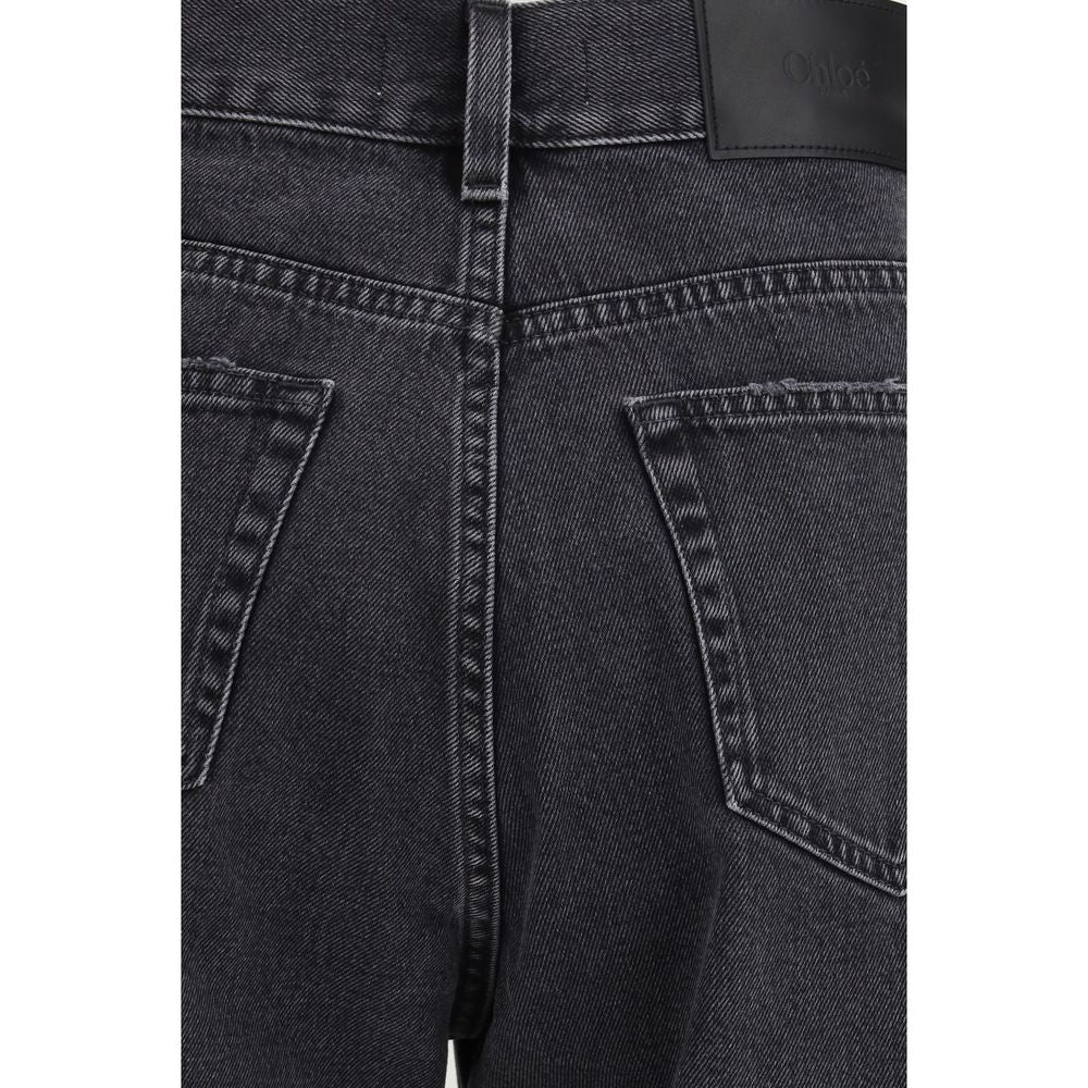 Jean taille haute en coton noir Chloé