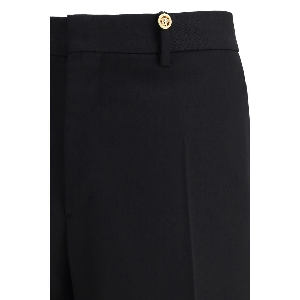 Versace Pantaloni Eleganti in Lana Nera