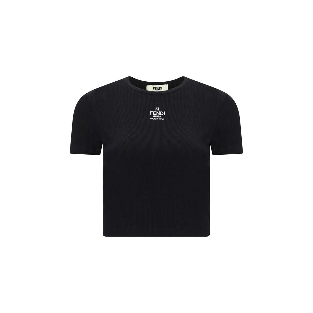 T-shirt nera in cotone Fendi