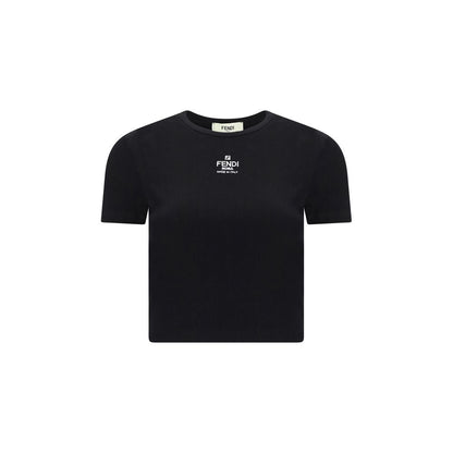 T-shirt nera in cotone Fendi