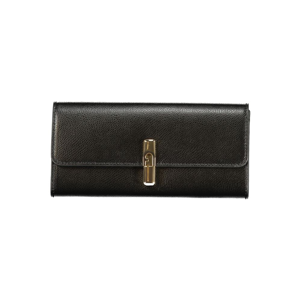 Portefeuille femme en cuir noir Furla Nero