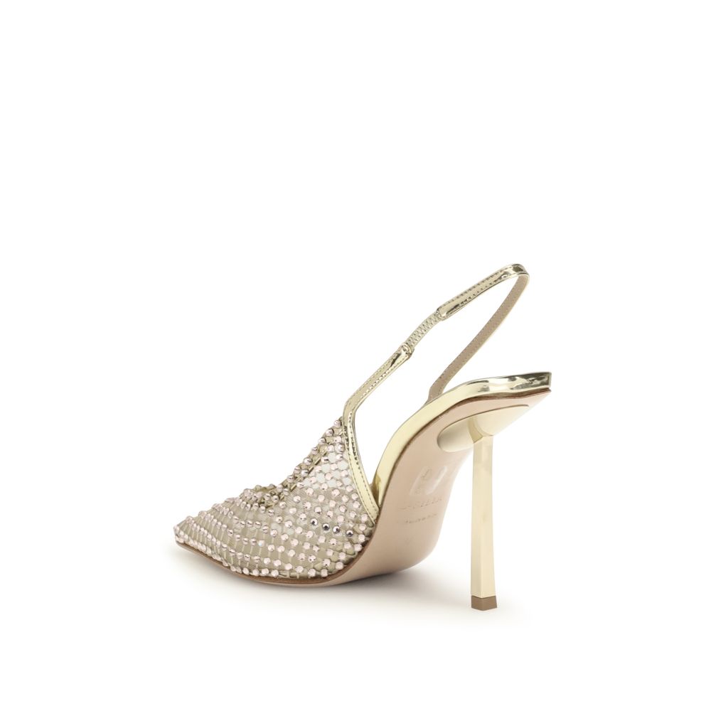 Escarpins à plateforme en nylon doré LE SILLA