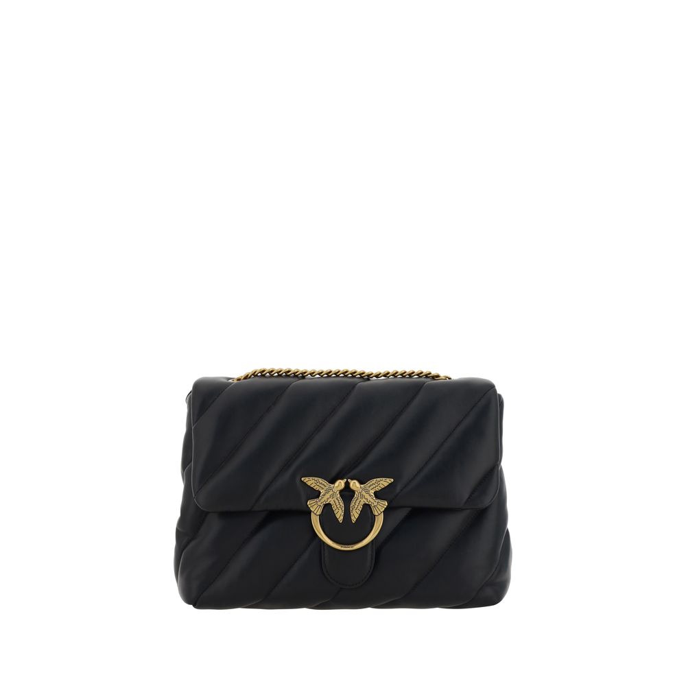 Borsa a tracolla PINKO Bos Taurus in pelle di vitello nera