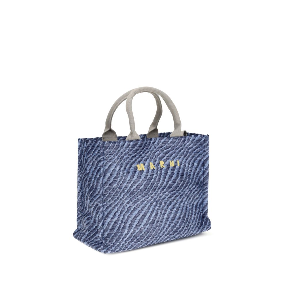 Borsa a tracolla in tessuto blu Marni