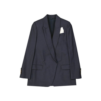 Giacche e cappotto in lana vergine blu Brunello Cucinelli