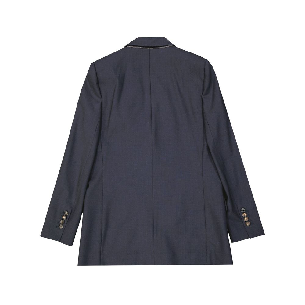 Giacche e cappotto in lana vergine blu Brunello Cucinelli