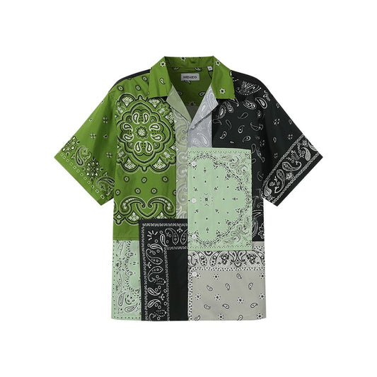 Camicia a maniche corte in cotone bicolore Kenzo