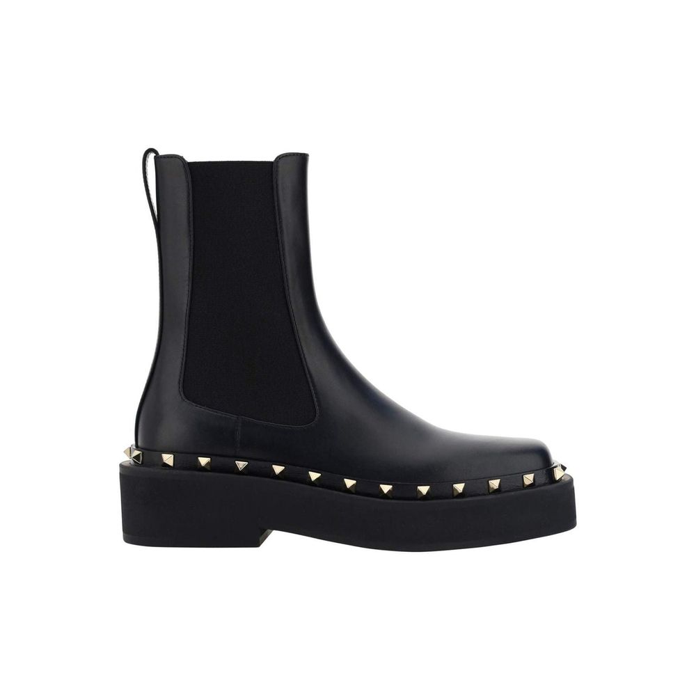 Bottes Chelsea en veau noir Valentino Garavani