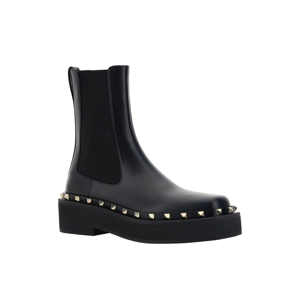 Bottes Chelsea en veau noir Valentino Garavani