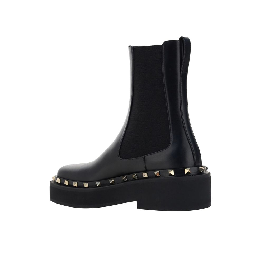 Bottes Chelsea en veau noir Valentino Garavani