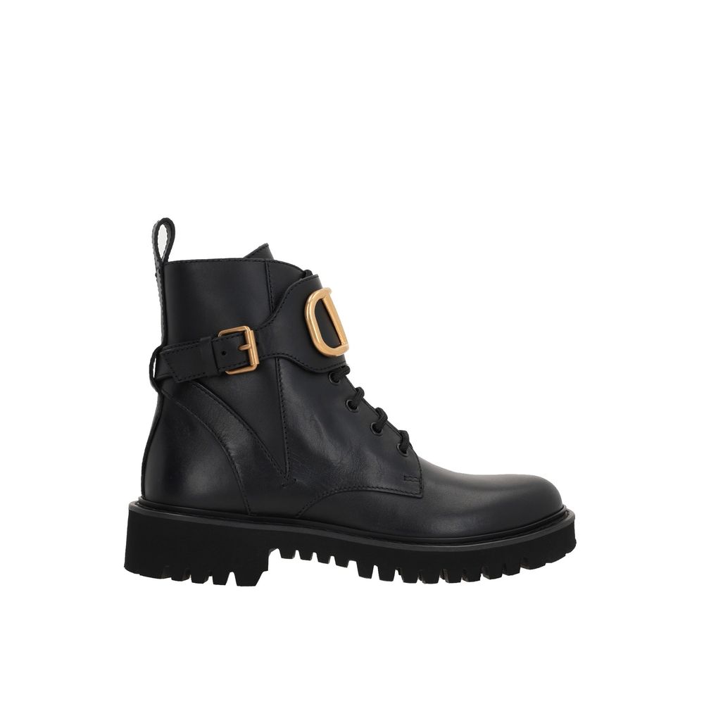 Bottes à lacets Valentino Garavani en veau noir