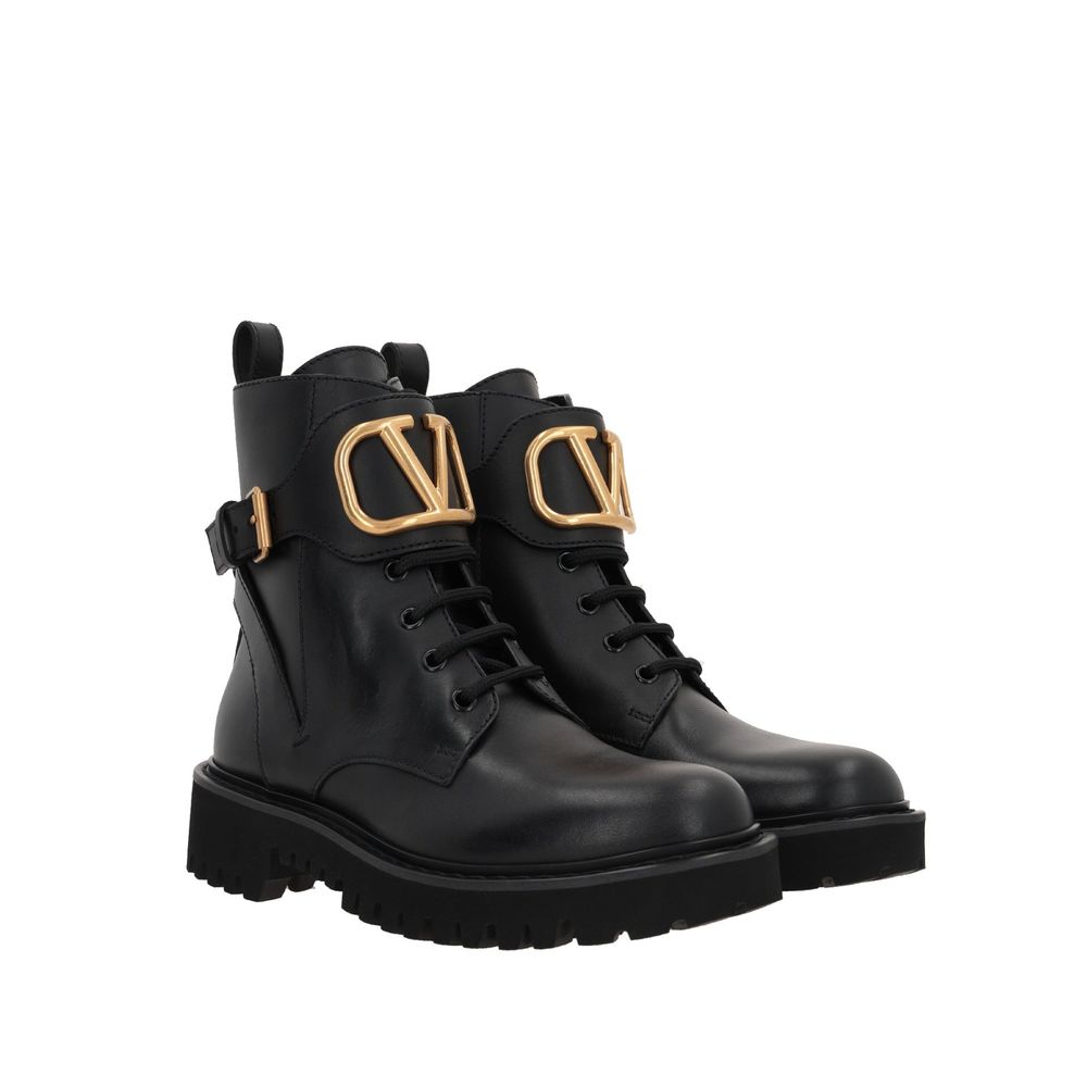 Bottes à lacets Valentino Garavani en veau noir