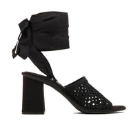 Miu Miu Sandali Platform in Tessuto Nero
