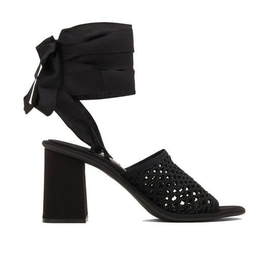 Miu Miu Sandali Platform in Tessuto Nero