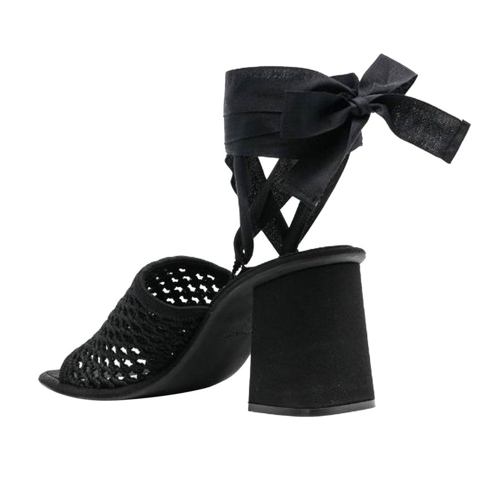 Miu Miu Sandali Platform in Tessuto Nero