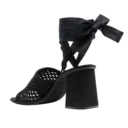 Miu Miu Sandali Platform in Tessuto Nero