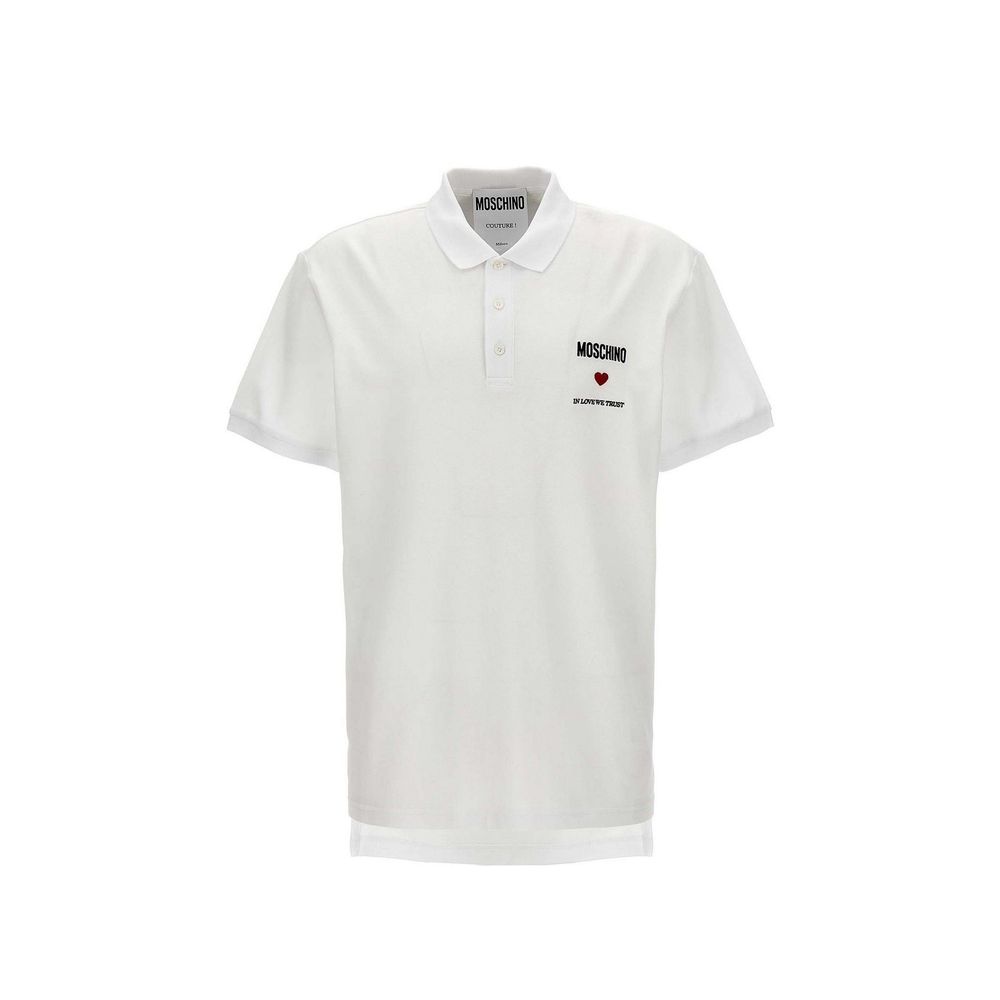 Polo in cotone bianco Moschino Couture
