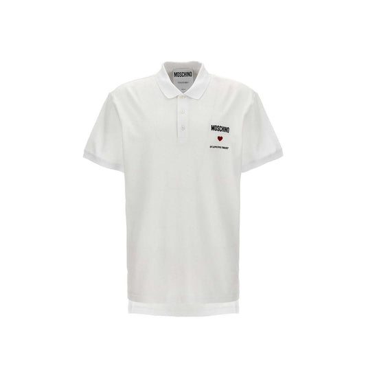Polo in cotone bianco Moschino Couture