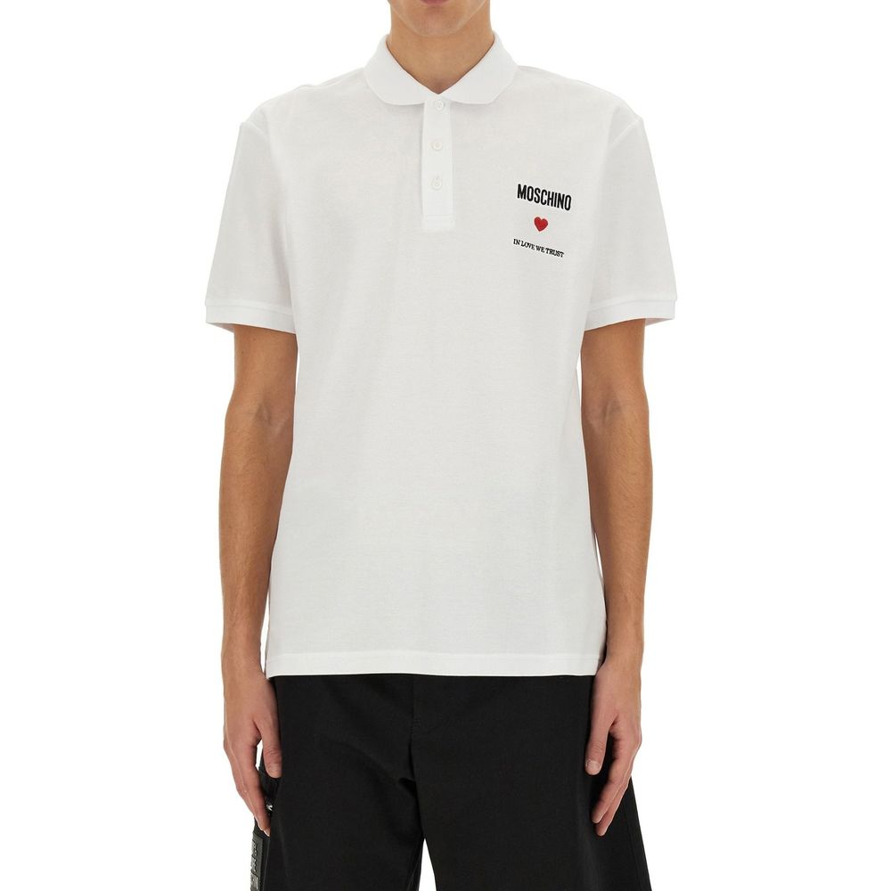 Polo in cotone bianco Moschino Couture