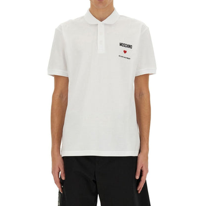 Polo in cotone bianco Moschino Couture