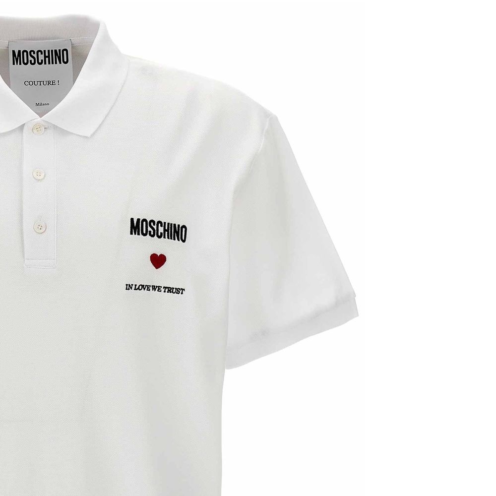 Polo in cotone bianco Moschino Couture