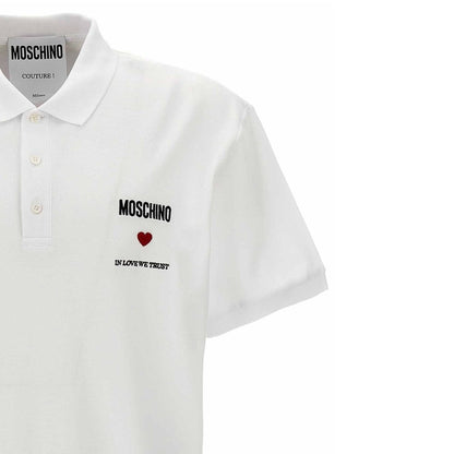 Polo in cotone bianco Moschino Couture