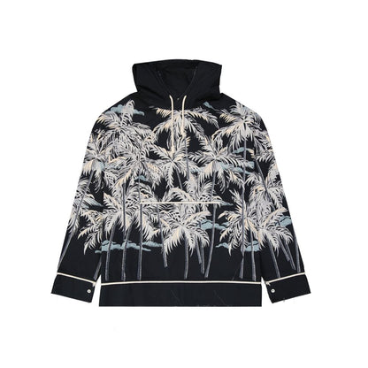 Camicia fantasia Palm Angels nera in cotone