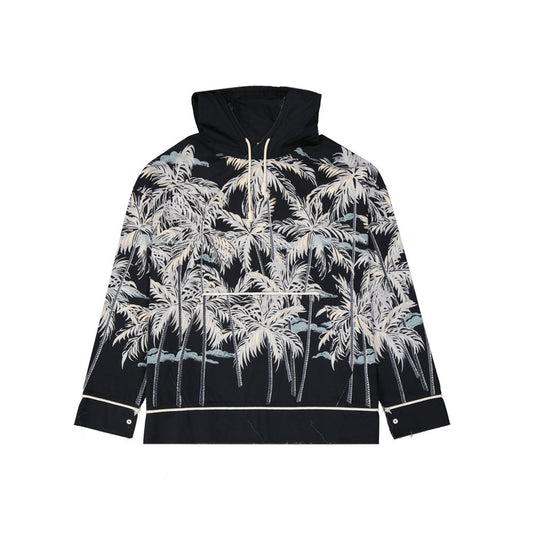 Camicia fantasia Palm Angels nera in cotone