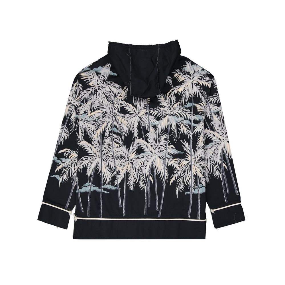 Camicia fantasia Palm Angels nera in cotone
