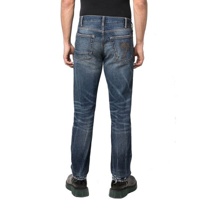 Palm Angels Jeans Blu in Cotone a Gamba Dritta