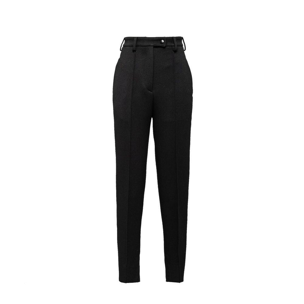 Prada Pantaloni Casual Neri in Lana Vergine