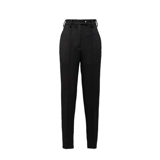 Prada Pantaloni Casual Neri in Lana Vergine