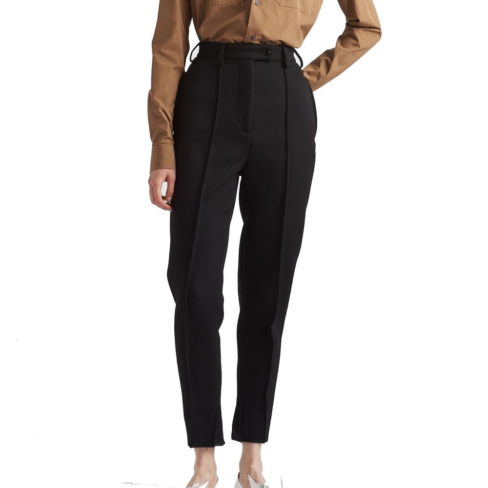 Prada Pantaloni Casual Neri in Lana Vergine