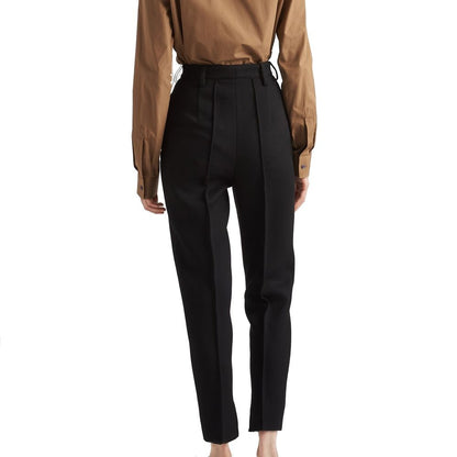 Prada Pantaloni Casual Neri in Lana Vergine