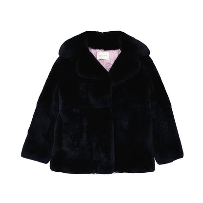 Cappotto in pelliccia di coniglio blu Alberta Ferretti