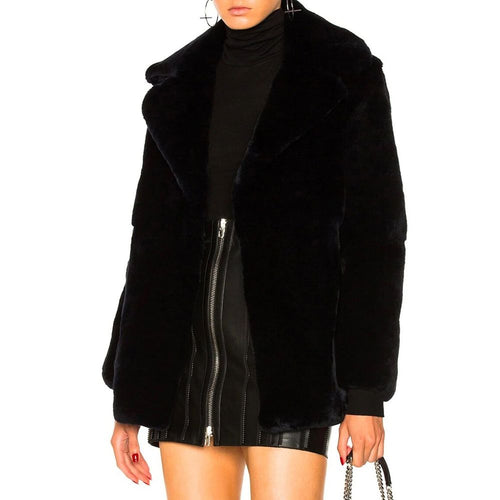 Manteau en fourrure de lapin bleu Alberta Ferretti