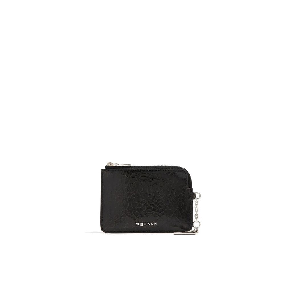 Pochette Alexander McQueen en cuir de veau noir