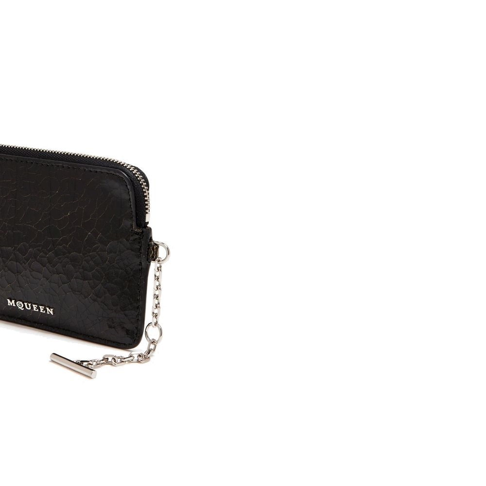 Pochette Alexander McQueen en cuir de veau noir