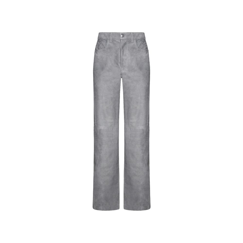 Pantalon en cuir gris Amiri