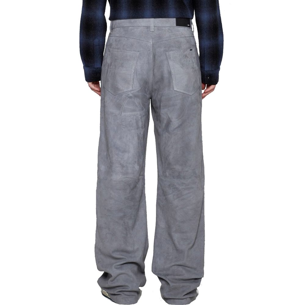 Pantalon en cuir gris Amiri