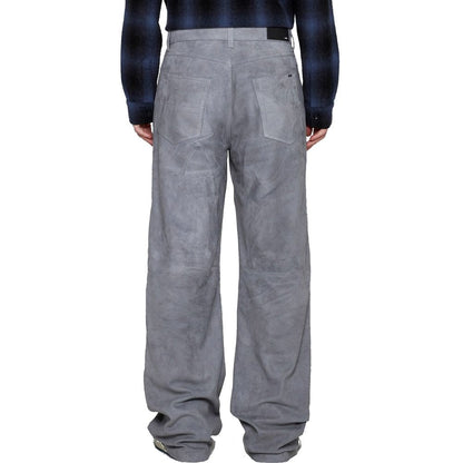 Pantalon en cuir gris Amiri