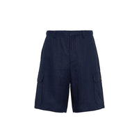 Shorts Bermuda Prada blu in lino