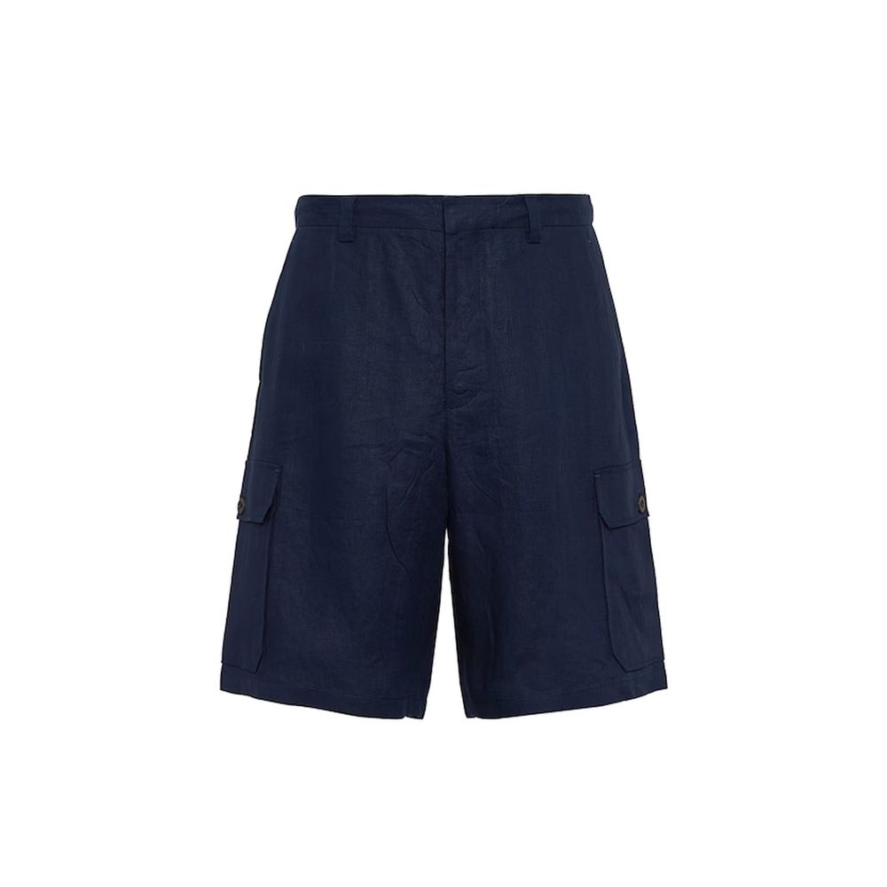 Short Bermuda en lin bleu Prada