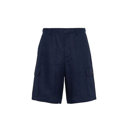 Shorts Bermuda Prada blu in lino