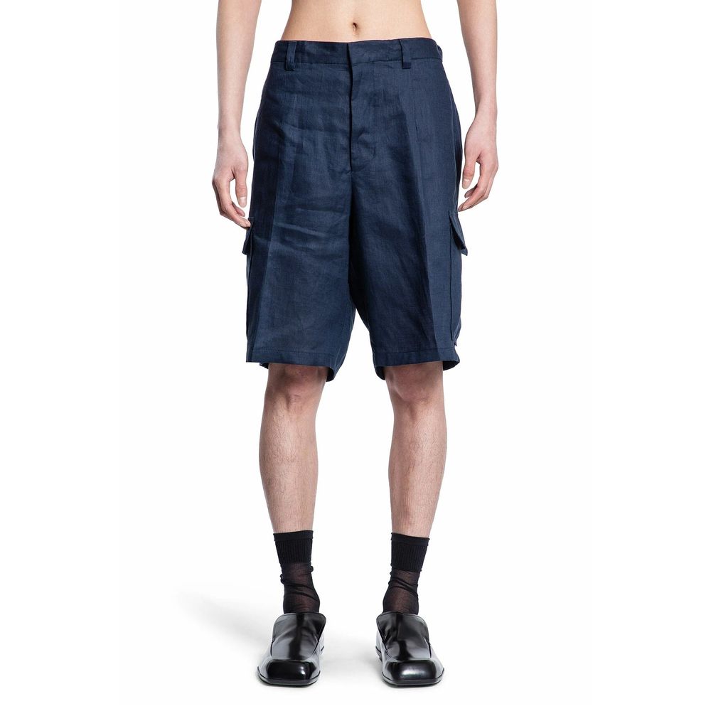 Short Bermuda en lin bleu Prada