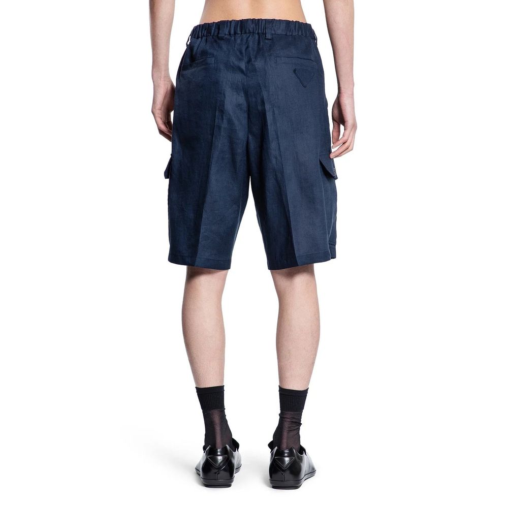 Short Bermuda en lin bleu Prada
