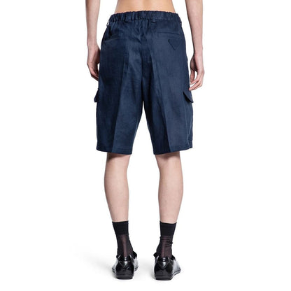 Shorts Bermuda Prada blu in lino